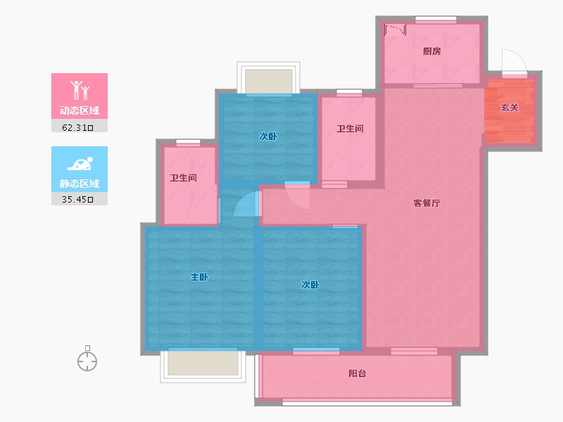 江苏省-无锡市-融创运河映-86.40-户型库-动静分区