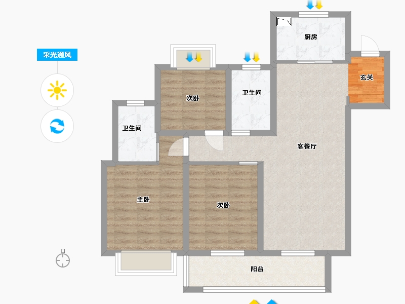 江苏省-无锡市-融创运河映-86.40-户型库-采光通风