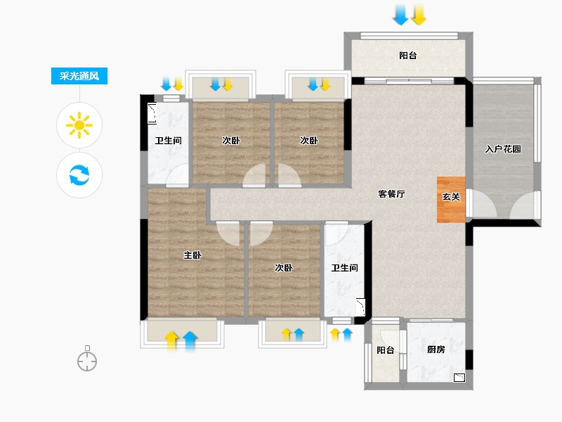 广东省-湛江市-汇成・凯悦华府-100.78-户型库-采光通风