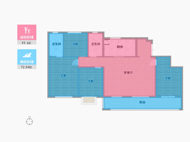 江苏省-无锡市-融创运河映-114.40-户型库-动静分区