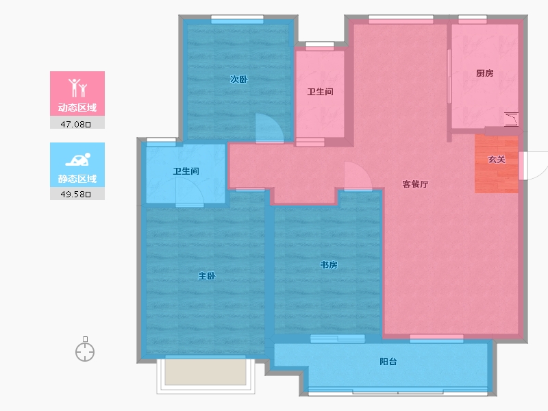 江苏省-无锡市-美的中骏雍景湾-88.00-户型库-动静分区