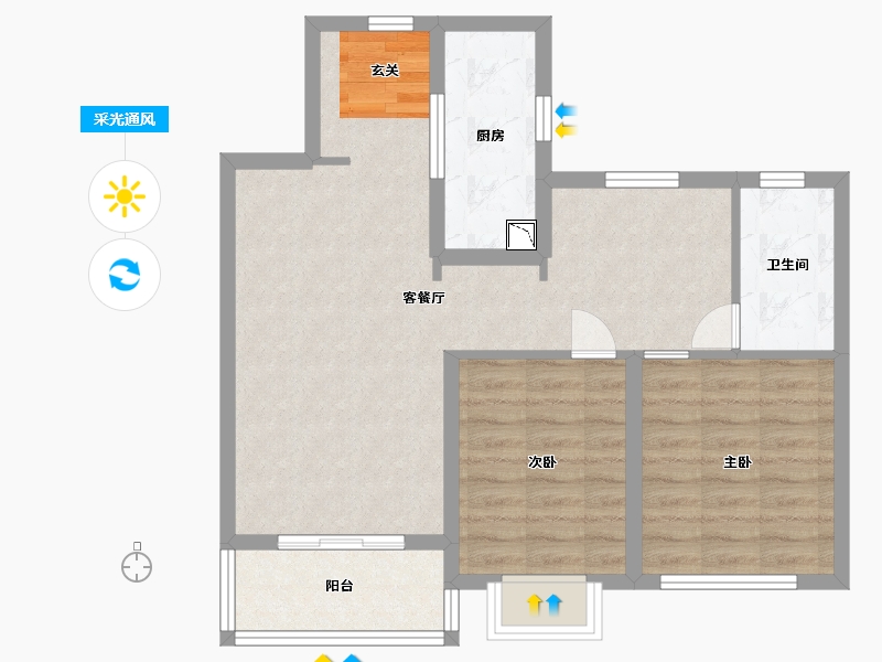 江苏省-无锡市-融创运河映-71.20-户型库-采光通风