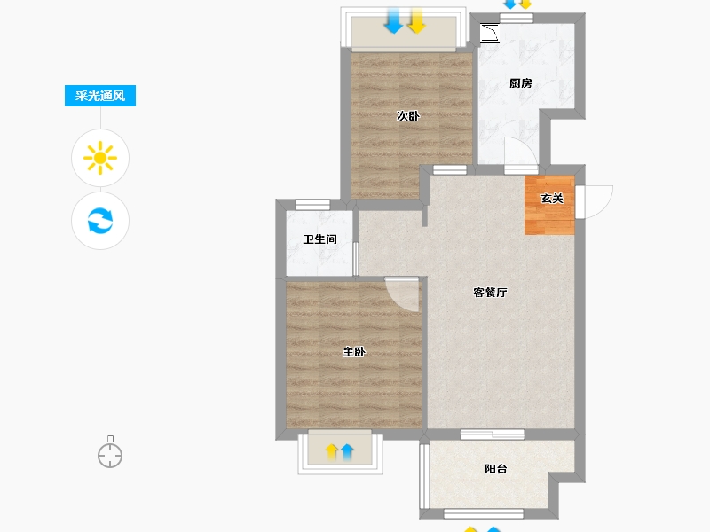 江苏省-无锡市-蠡湖国际小镇-60.80-户型库-采光通风