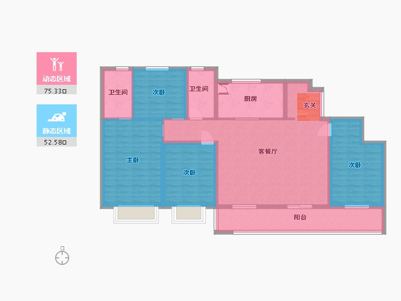 江苏省-无锡市-融创运河映-114.40-户型库-动静分区