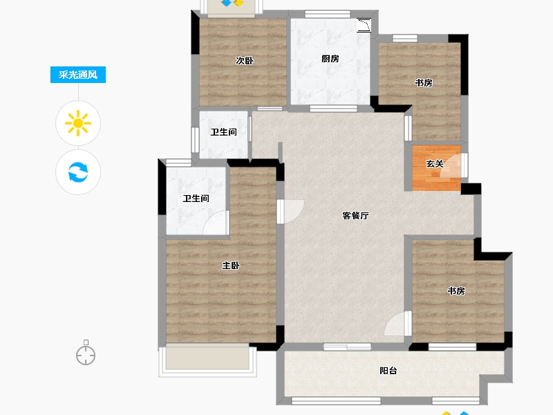 江苏省-无锡市-华润公元九里-102.40-户型库-采光通风