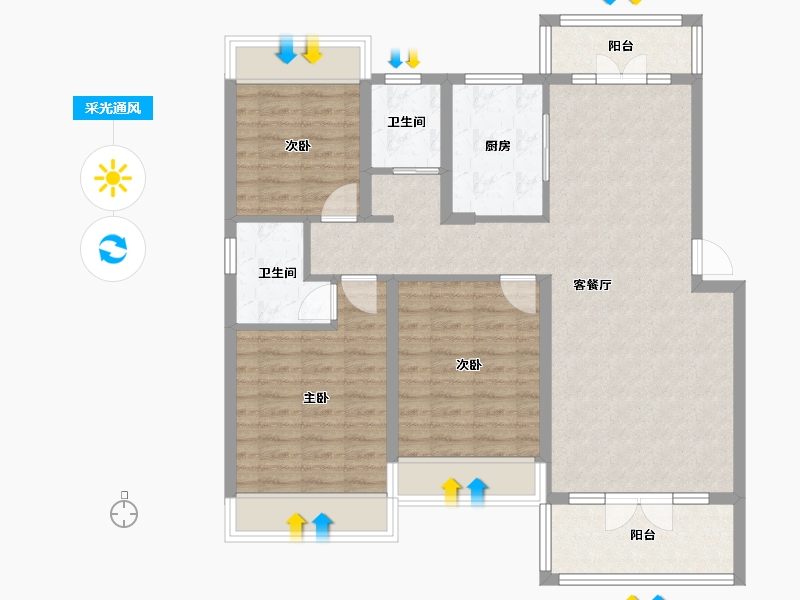 湖南省-常德市-紫东星城-98.31-户型库-采光通风