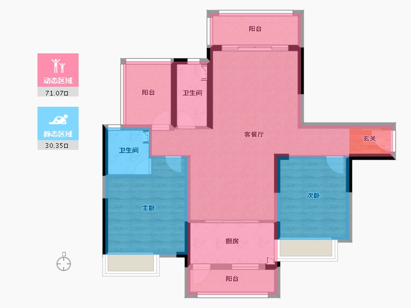 广东省-湛江市-汇成・凯悦华府-89.63-户型库-动静分区