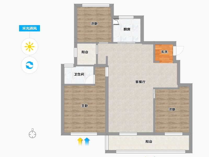 江苏省-无锡市-融创惠山映-84.00-户型库-采光通风