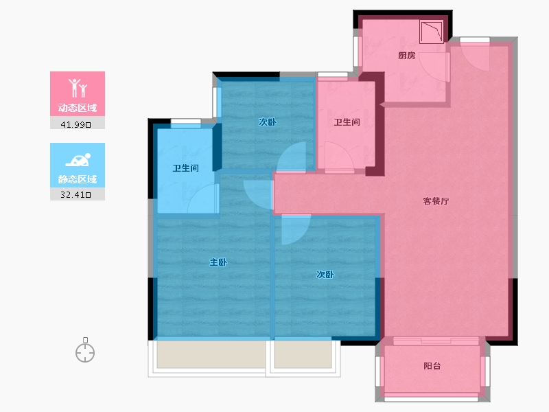 广西壮族自治区-南宁市-五象湖金玖世家-65.87-户型库-动静分区