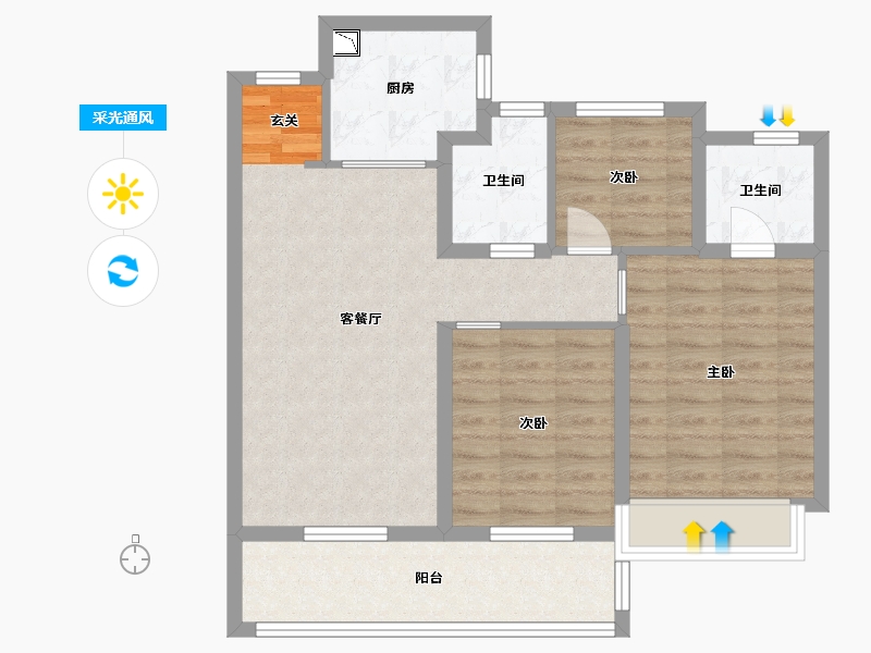 江苏省-无锡市-融创惠山映-79.20-户型库-采光通风