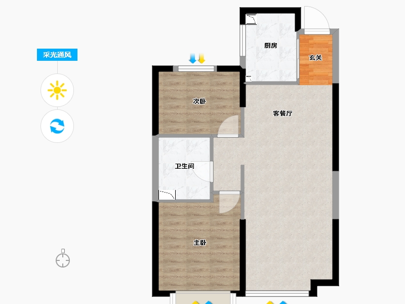 辽宁省-锦州市-锦州恒大御景半岛-70.00-户型库-采光通风