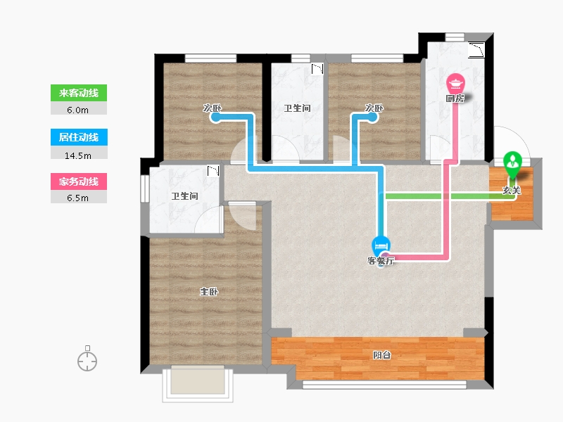 陕西省-西安市-绿地国港新里城-84.36-户型库-动静线