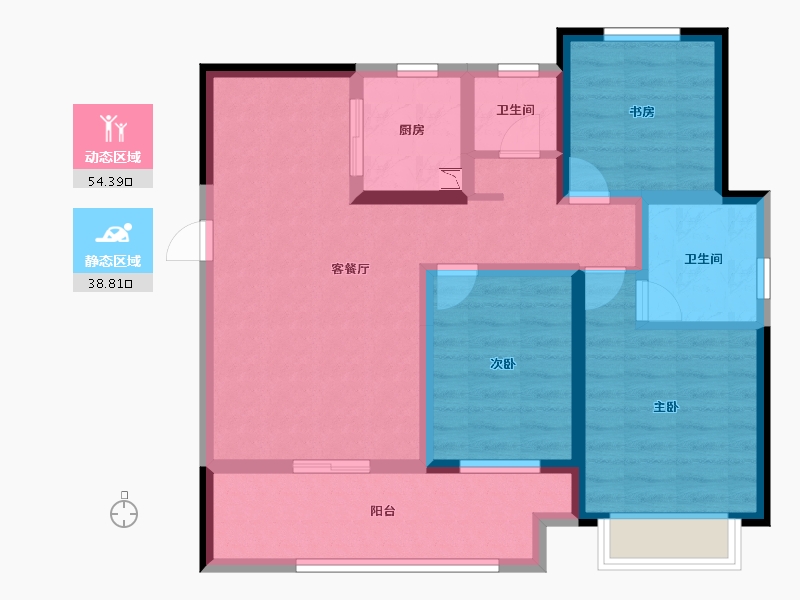 河南省-郑州市-翰林荣府-81.60-户型库-动静分区