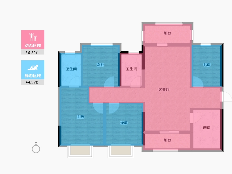 贵州省-贵阳市-花果园-89.35-户型库-动静分区