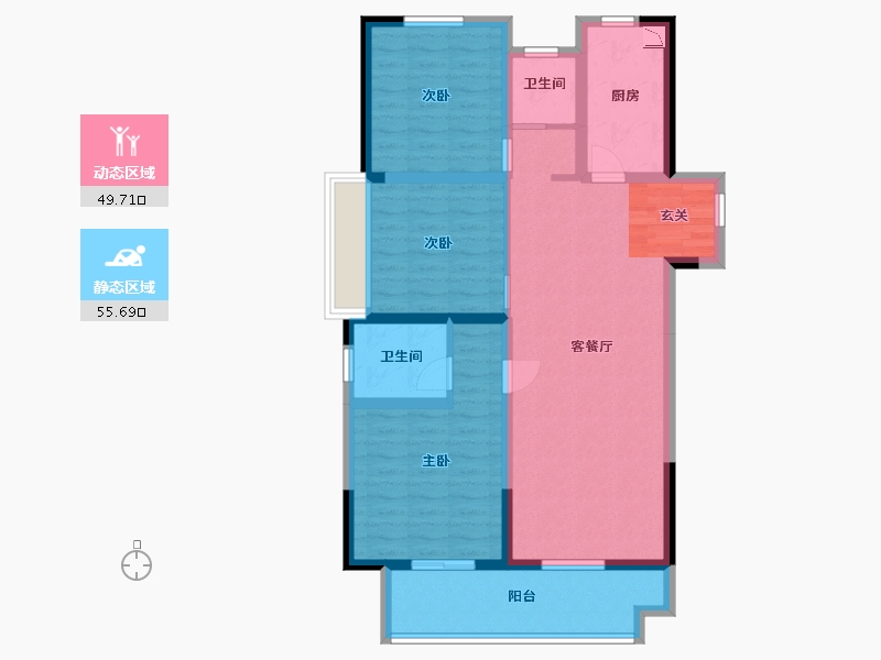 河南省-郑州市-浩创梧桐溪水湾-93.61-户型库-动静分区