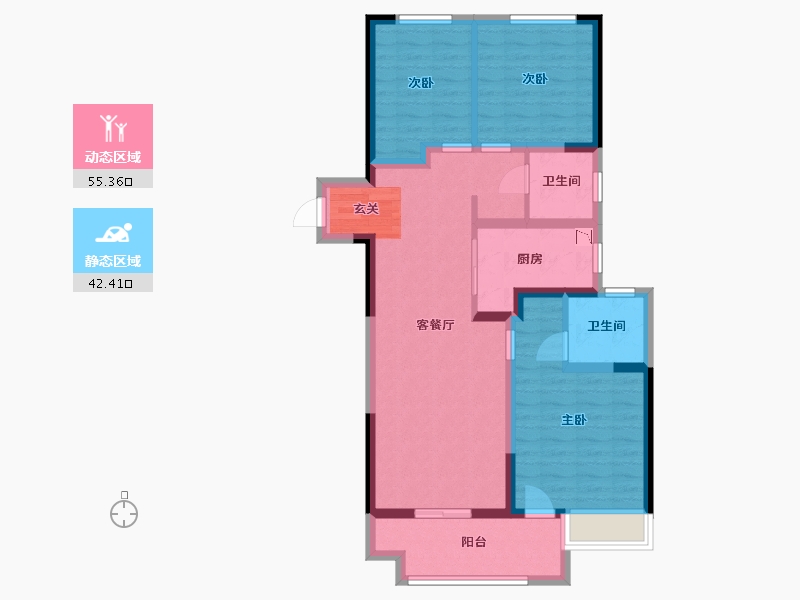 河南省-郑州市-浩创梧桐溪水湾-86.40-户型库-动静分区