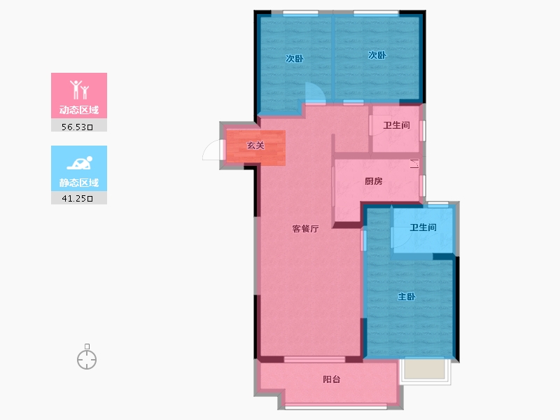 河南省-郑州市-浩创梧桐溪水湾-86.41-户型库-动静分区