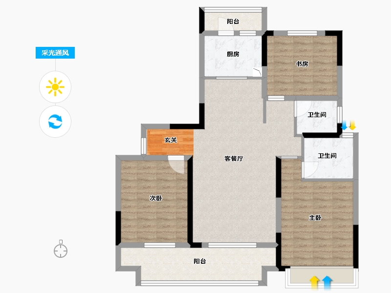 河南省-郑州市-大发融悦四季-105.60-户型库-采光通风