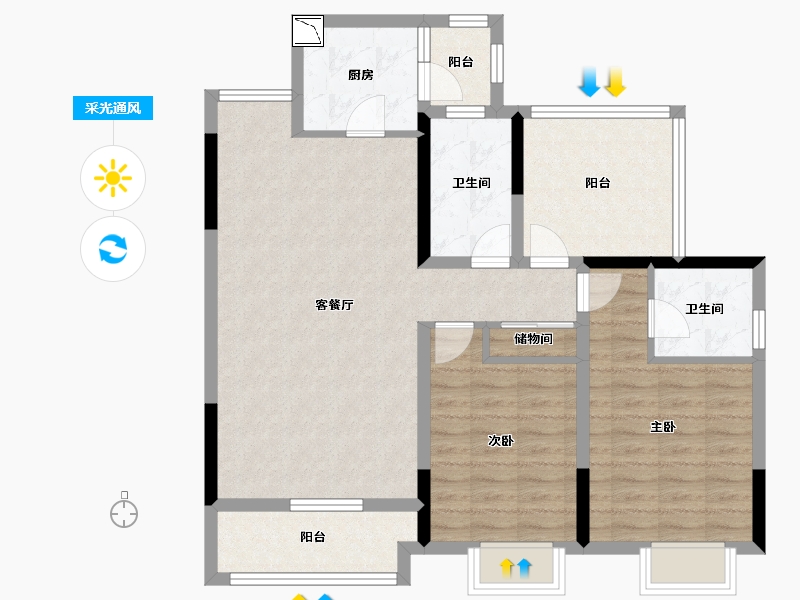 贵州省-贵阳市-宝能国际会展城-94.00-户型库-采光通风