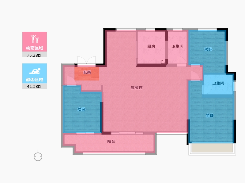 河南省-郑州市-浩创梧桐溪水湾-105.60-户型库-动静分区