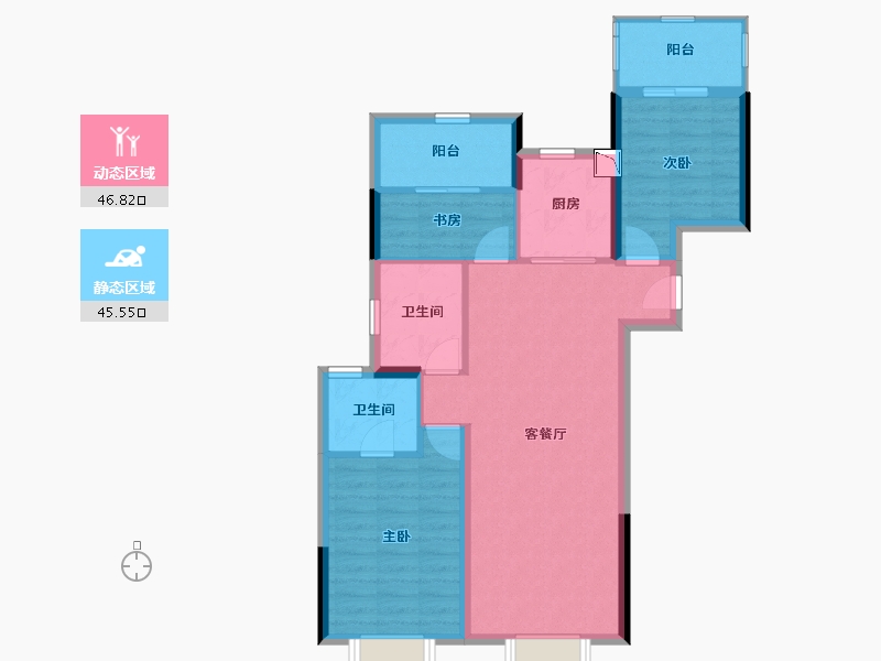 福建省-漳州市-中骏蓝湾香郡-82.79-户型库-动静分区