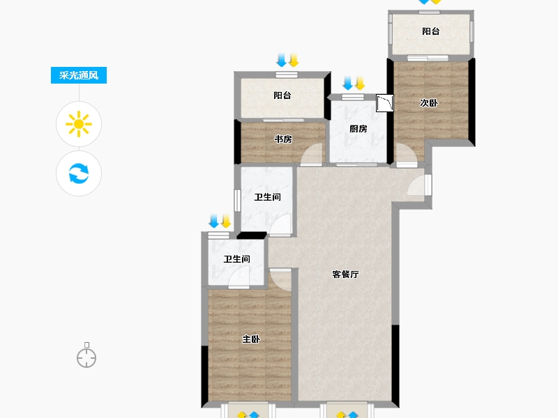 福建省-漳州市-中骏蓝湾香郡-82.79-户型库-采光通风