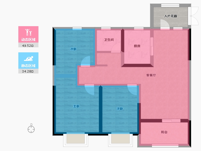 河南省-郑州市-翰林荣府-77.60-户型库-动静分区