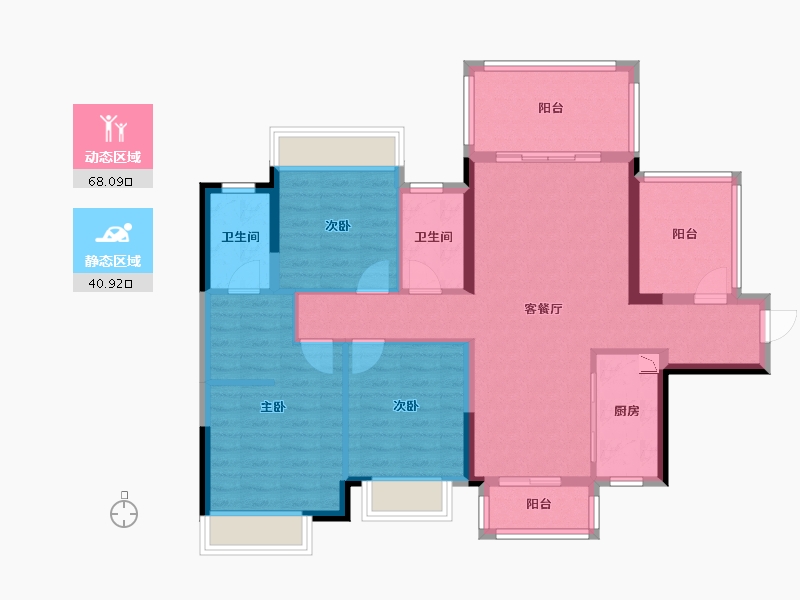 广西壮族自治区-南宁市-彰泰滨江学府-97.08-户型库-动静分区