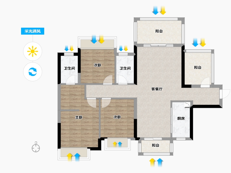 广西壮族自治区-南宁市-彰泰滨江学府-97.08-户型库-采光通风