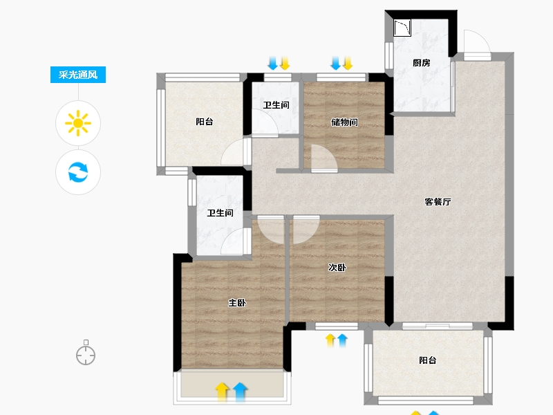 广西壮族自治区-南宁市-彰泰滨江学府-78.41-户型库-采光通风