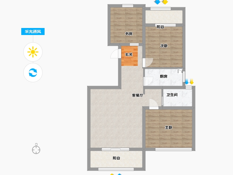 河南省-郑州市-正商馨港家-84.79-户型库-采光通风