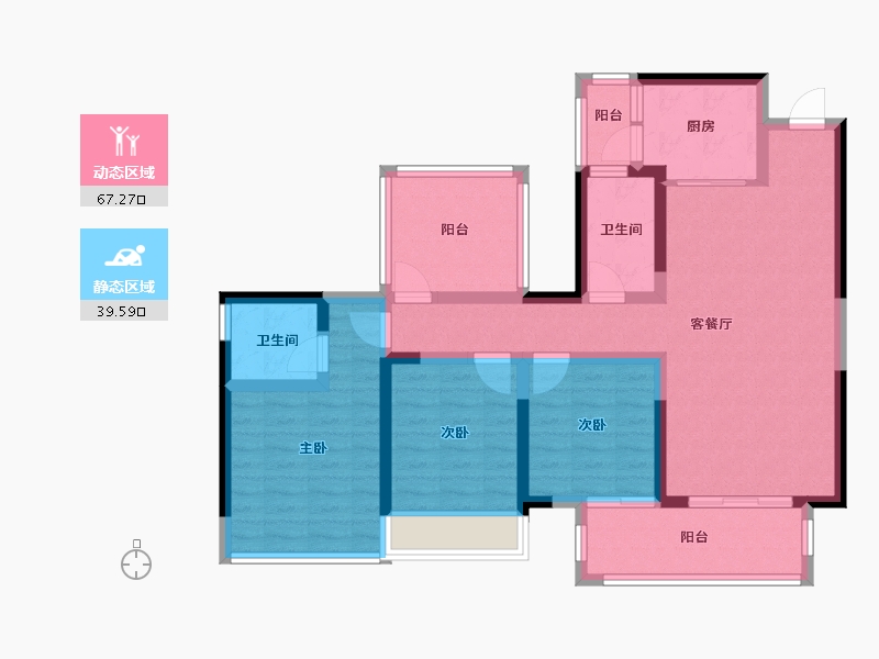 广西壮族自治区-南宁市-武鸣彰泰滨江学府-93.75-户型库-动静分区