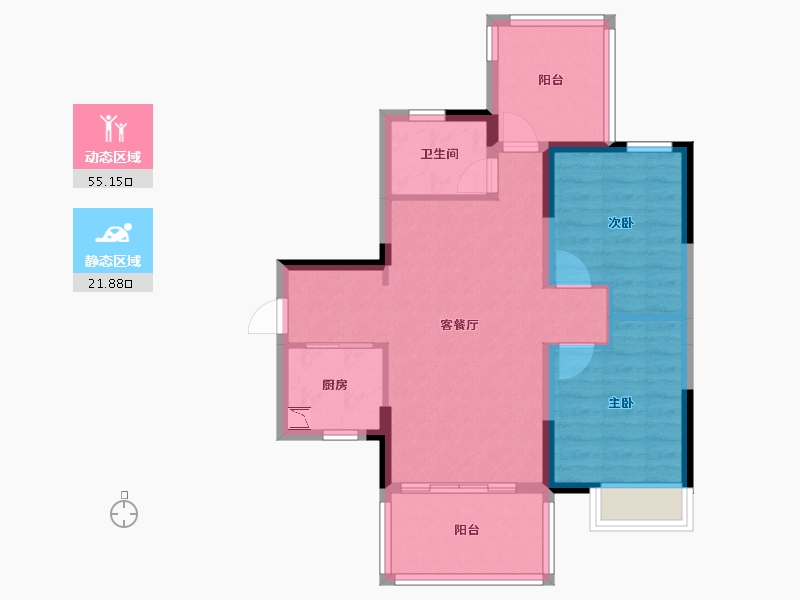 广西壮族自治区-南宁市-彰泰滨江学府-68.43-户型库-动静分区