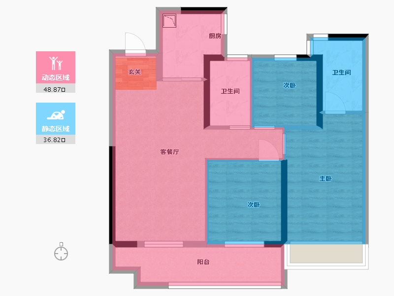 河南省-郑州市-浩创梧桐溪水湾-76.00-户型库-动静分区