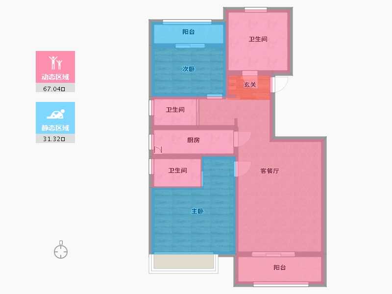 河南省-郑州市-正商馨港家-86.40-户型库-动静分区