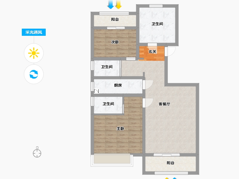 河南省-郑州市-正商馨港家-86.40-户型库-采光通风