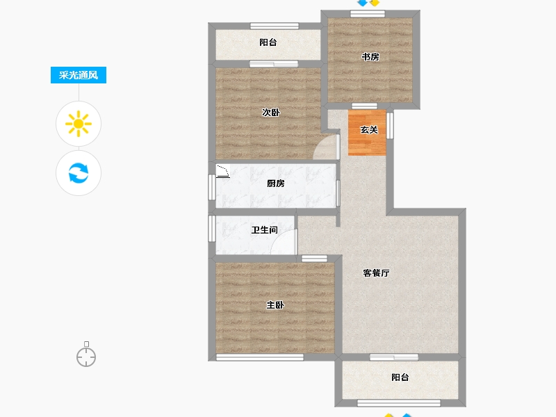 河南省-郑州市-正商馨港家-84.81-户型库-采光通风