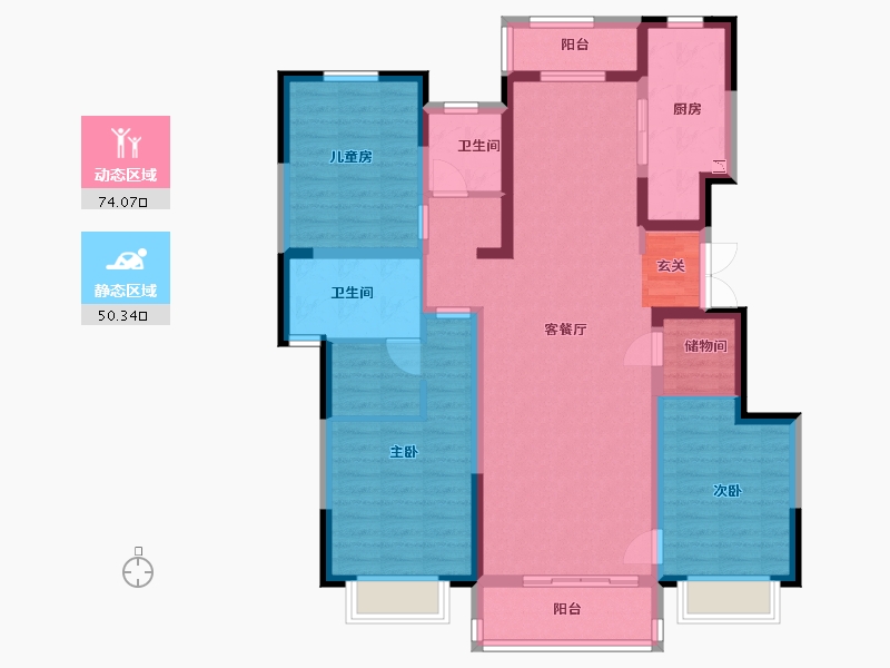 河南省-郑州市-裕华晴园-110.57-户型库-动静分区