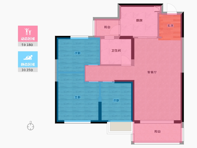 江苏省-无锡市-无锡恒大翡翠公园-80.00-户型库-动静分区