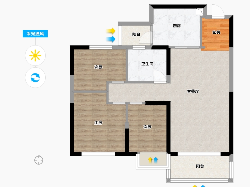 江苏省-无锡市-无锡恒大翡翠公园-80.00-户型库-采光通风