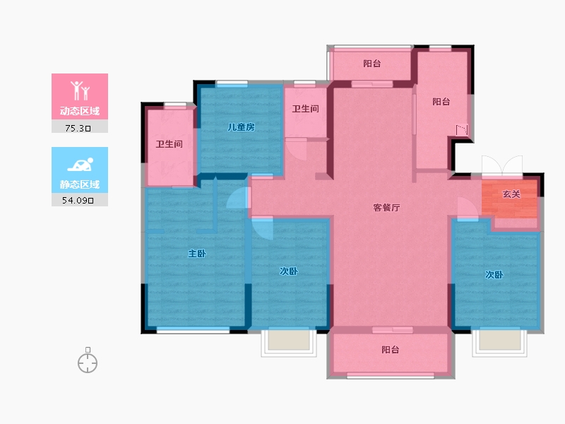 河南省-郑州市-裕华晴园-114.41-户型库-动静分区