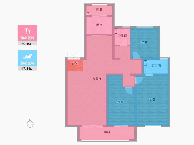 河北省-廊坊市-廊坊来康郡润德院-105.58-户型库-动静分区