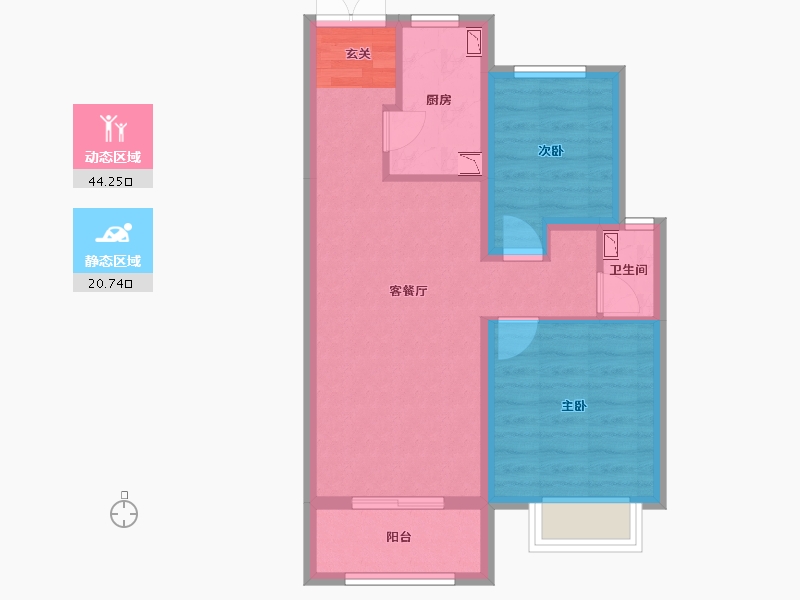 河北省-廊坊市-廊坊来康郡润德院-57.10-户型库-动静分区