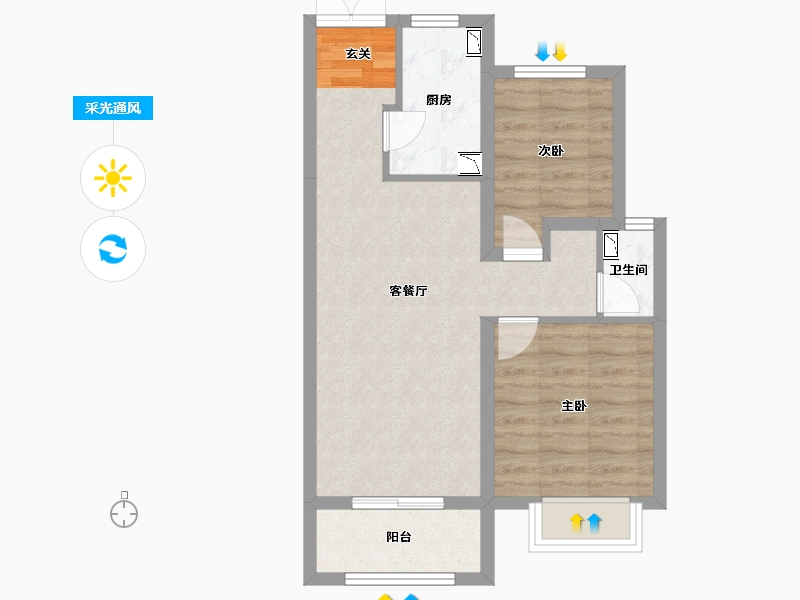 河北省-廊坊市-廊坊来康郡润德院-57.10-户型库-采光通风