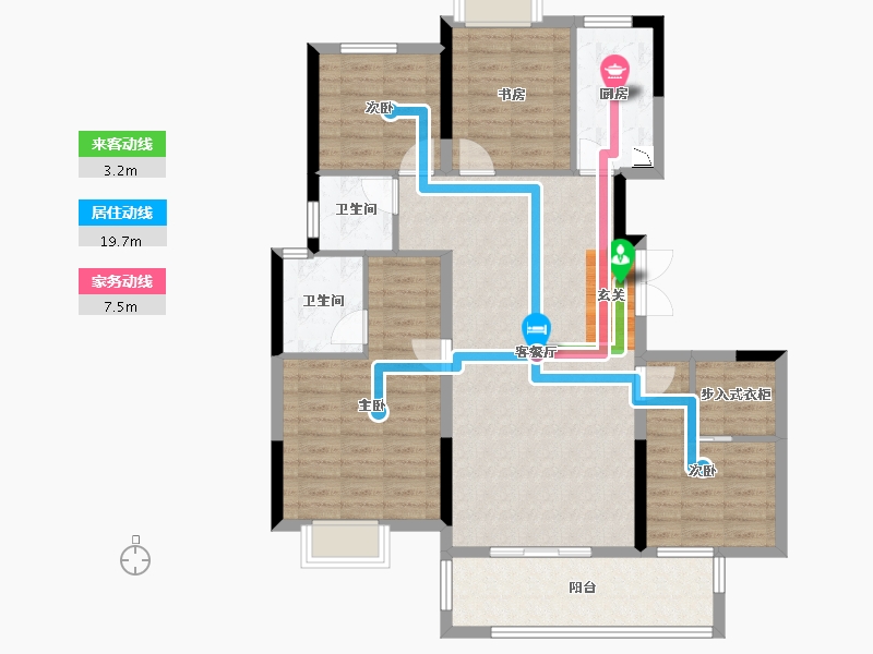 湖北省-武汉市-金色港湾君临水岸-102.64-户型库-动静线