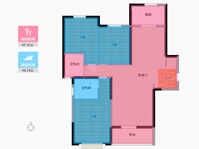 河南省-郑州市-裕华晴园-102.40-户型库-动静分区