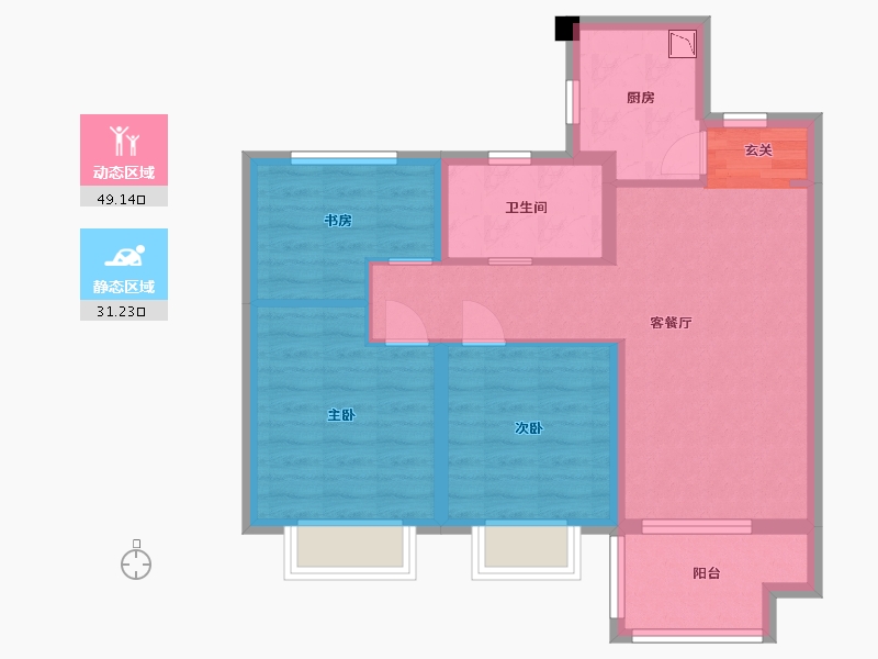 江苏省-无锡市-新力翡翠湾-71.17-户型库-动静分区