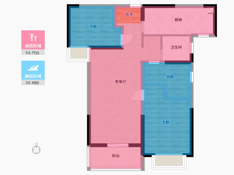 河南省-郑州市-裕华晴园-71.20-户型库-动静分区