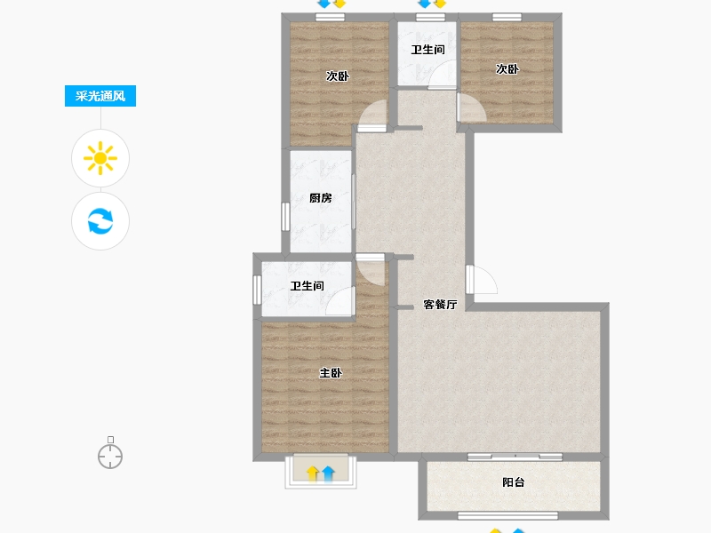 河南省-郑州市-和昌优地-103.20-户型库-采光通风