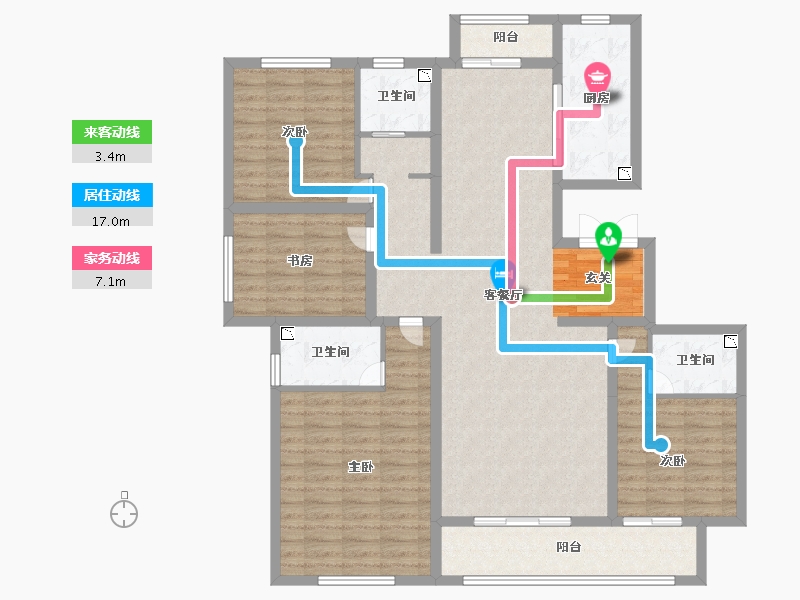 河北省-廊坊市-廊坊来康郡润德院-131.76-户型库-动静线